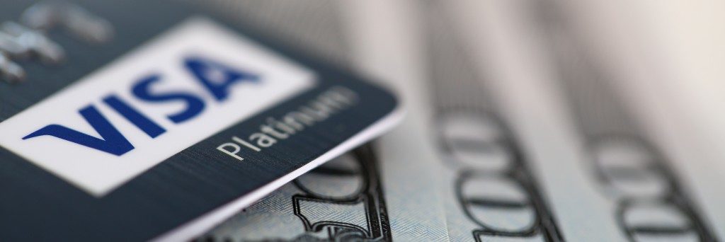 closeup of visa credit card