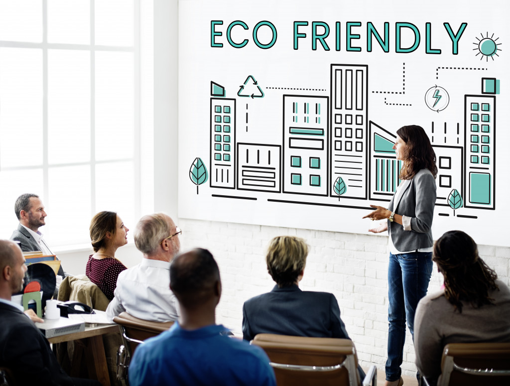 business meeting about eco friendliness