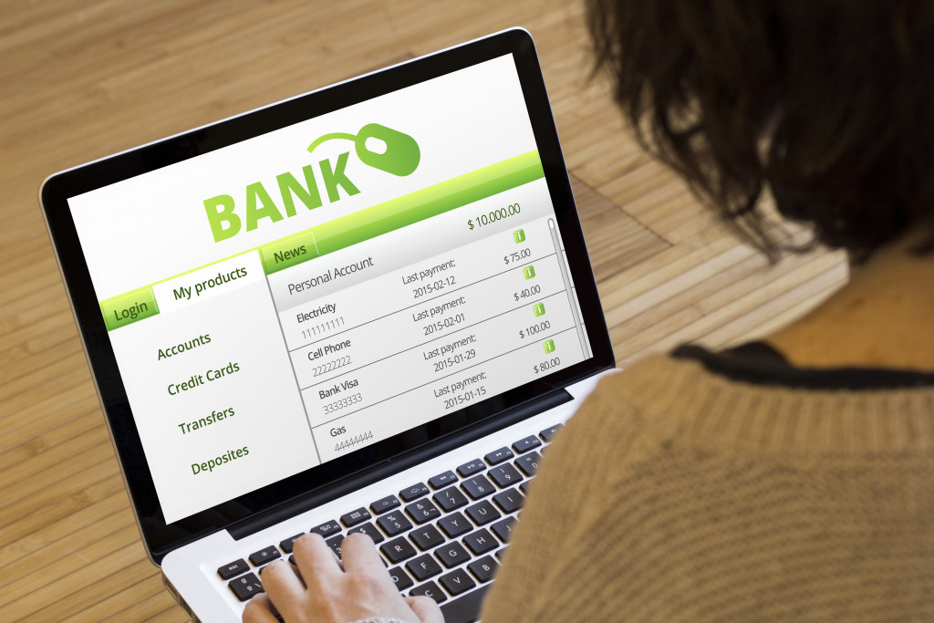 Banking online concept: bank software on a laptop screen